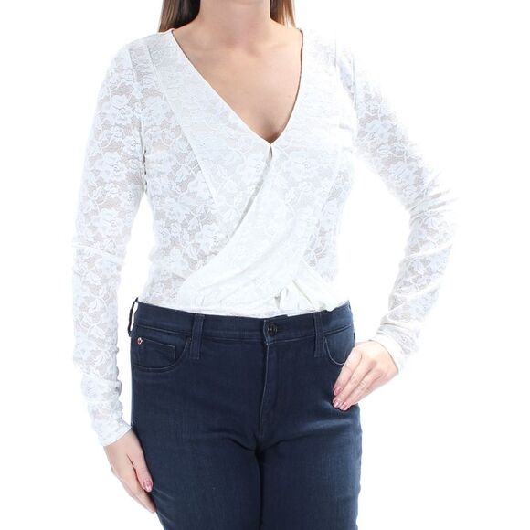 Free People Womens Body Suit V-Neck Bodysuit White S